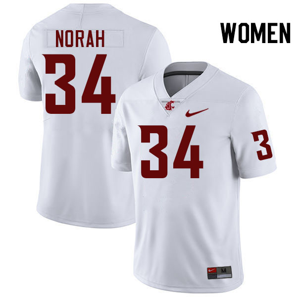 Women #34 Cole Norah Washington State Cougars College Football Jerseys Stitched-White